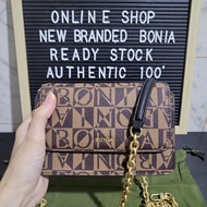 tas bonia original sling bag rantai monogram mix hitam