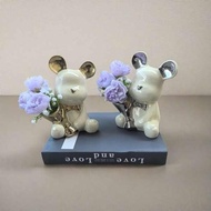mothers day gift bouquet flower Keramik memegang bunga beruang hiasan ruang tamu simulasi karangan b