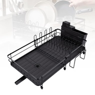 sakurabc Large Dish Drying Rack Carbon Steel Drainer for Kitchen Counter Extendable Length in 30cm t