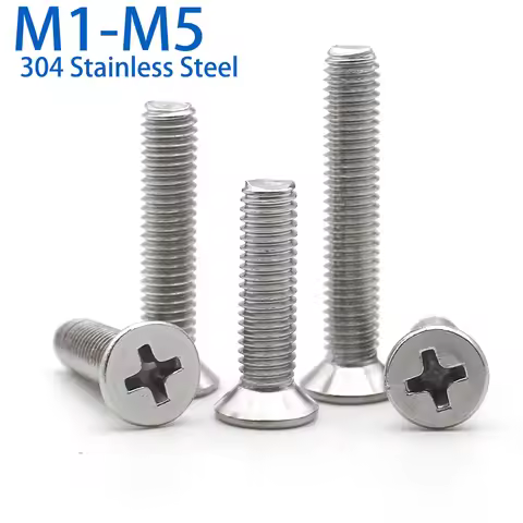 20-200pcs M1 M1.2 M1.4 M1.6 M1.7 M2 M2.5 M3 M3.5 M4 M5 304 Stainless Steel Cross Phillips Flat Count