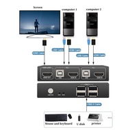 2 Computers 4K Kvm Hdmi Switches and Usb 2.0 Switcher 2 in 1 out Switches Displayport Monitor 2