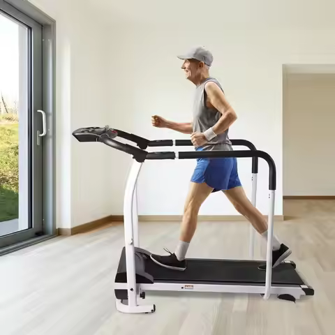Treadmill, Folding Treadmill, Motorized Treadmill, Walking Treadmill with Long Handraill for Balance