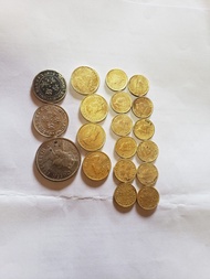 舊香港硬幣 男人五仙十二个五角男女各一个大一元一个男女一毫四个