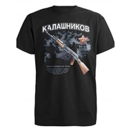 T-Shirt Lelaki Retro Soviet AK-47 Assault Rifle Peralatan Perang Dingin dengan Grafik AK-47 Huruf Cy