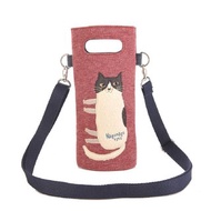 Kusuguru Japan 保溫保冷杯套袋 單肩斜背二用 內層鋁箔 紅色