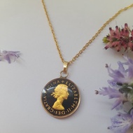 1964年英國六便士錢幣鍍金琺瑯烤漆項鍊