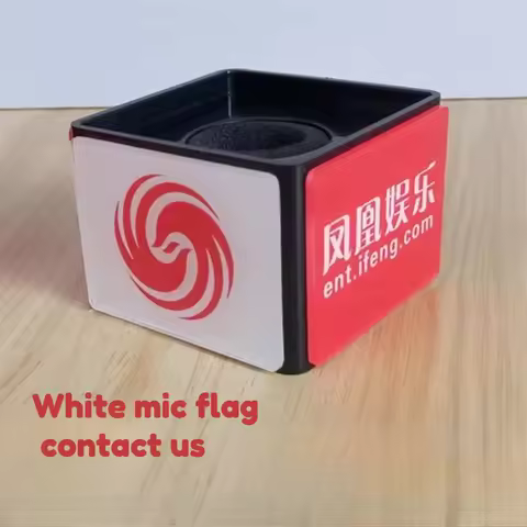 PRO DIY Triangle Square mic flag Shape Interview Speech Customize Microphone Logo Flag Station Custo