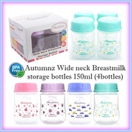 Autumnz 5oz WIDE neck Breast milk breastmilk storage Bottles - BPA free 100% food grade PP material compatible with Avent Spectra breast pump (4 bottles)