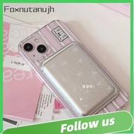 FOXNUTANUJH โบว์สำหรับผูก คลิปการ์ดแม่เหล็ก เครื่องหนังแท้ ป้องกันลายนิ้วมือ กระเป๋าใส่บัตร น่ารักน่ารักๆ กันฝุ่นกันฝุ่น เคสโทรศัพท์โทรศัพท์ สำหรับ IPhone 15 PRO MAX สำหรับ iPhone 15 PRO MAX