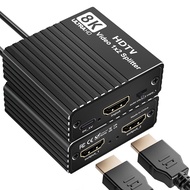 1 to 2 Splitter for 8K HDTV Ultra HD 2.1 8K 60hz/4K 120hz/1080P 240hz EDID for PC Laptop Compatible