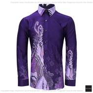 Purple Color Malaysia Men Batik Long Sleeve Kemeja Batik Lelaki Lengan Panjang-22624-BK0170-C