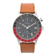 Timex TW2V74000 Waterbury Traditional GMT Leather Strap Watch 39mm นาฬิกา นาฬิกาข้อมือ นาฬิกาข้อมือผ