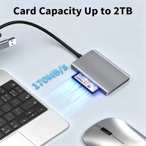 KEBIDUMEI 6 IN 2 USB2.0 Multifunctional Reader SD/TF/CF Memory Card Adapter Type C to USB 3.0 Hub Hi