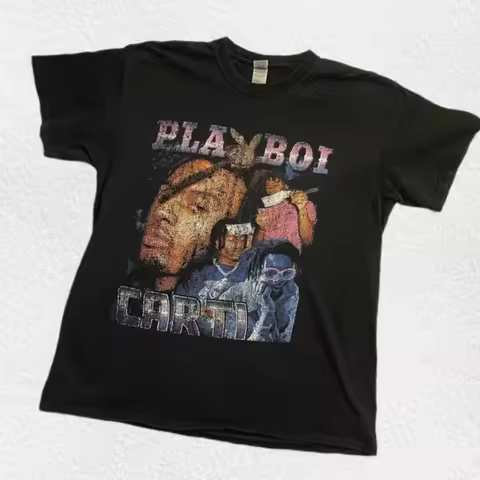 Hip Hop Men Crew Neck Top Vintage Playboi Carti Shirt Playboi Carti Tshirt Playboi Carti T-shirt Mer