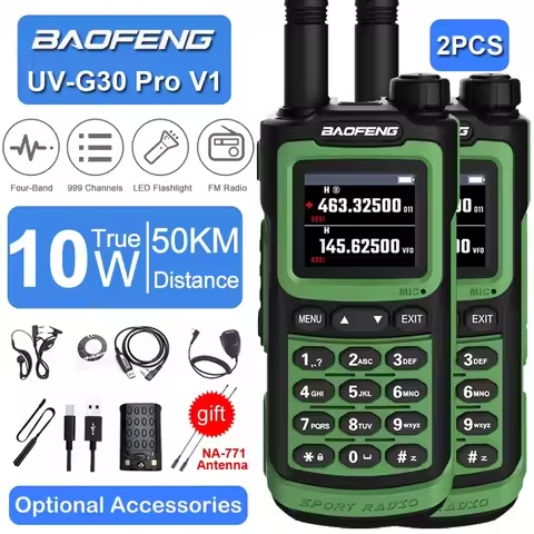 2PCS Baofeng UV-G30 Pro High Power Dual Band Walkie Talkie Type C Charger 50KM Long Range UVG30 Tran
