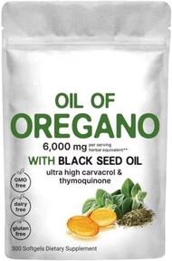 Ingredients Oil of Oregano Softgels, 2 in 1 6000mg Oil of Oregano with Black Seed Oil 200mg, Oregano