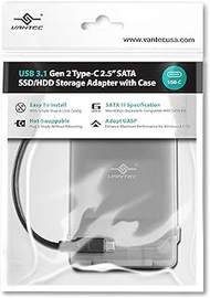 Vantec USB 3.1 Gen 2 Type-C 2.5" SATA SSD/HDD Storage Adapter (CB-STC31-2PB)