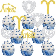 24 Keping Hiasan Kek Aries, Dekorasi Kek Aries, Hiasan Hari Jadi Aries, Bekalan Parti Aries