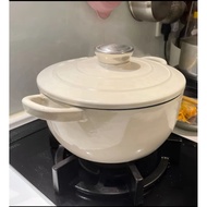 SMEG White and Black Premium Cast Iron Enamel Pot Cosserol Round Dutch Oven Enamel Pot Stew Pot