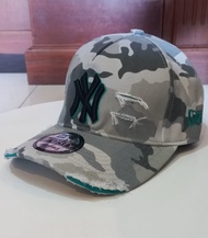 Topi baseball import NY loreng bahan cotton 100%