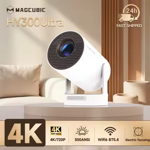 Magcubic HY300 Ultra Portable 4K Projector with Speaker Electronic Focus 300ANSI Outdoor Movie Andro