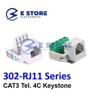 Cat3 RJ11 6P4C Phone Telephone Keystone Jack - 302-RJ11/A