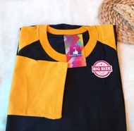kaos raglan hitam kombinasi kuning lengan 3/4 dan pendek ukuran anak dewasa dan jumbo katun kombet