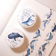 鯨魚鯊魚 燙金銀 離形紙膠帶(2入) 寬25mm 10米卷