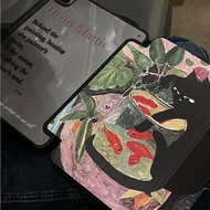 Art Oil Painting Black Cat Magnetic Trifold iPad Case with Pen Slot Compatible for iPad Pro 2022/202