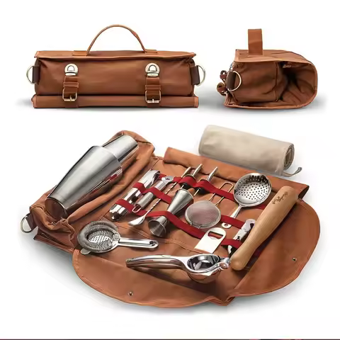 Professional Bartender Travel Bag Portable Bar Canvas Tool Bag Cocktail Shaker Wine Set Storage Bag 