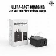 [35W FAST] Dual Port PD + USB-A Wall Charger | Ultra-Fast Charging Adapter for iPhone, Samsung & Tab