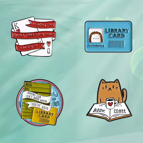 Book Lovers Enamel Pins Set Anti Heroes Found Family Book Club Brooch Certified Bookworm Library Car