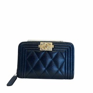 CHANEL黑金荔枝皮ㄇ型拉鍊卡包