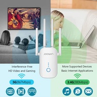 JOOWIN 1200Mbps WiFi Range Extender WiFi Booster Dual Band 2.4GHz/5.8GHz WiFi Extender Booster Wireless Repeater/Access Point/Router Mode, UK Plug
