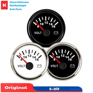 52mm Pointer Voltmeters Modification 8-16V Display Volt Meters Waterproof Black Voltage Gauges Red B