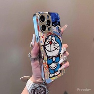 Electroplated cortex Sketch Doraemon For iPhone 17PRO 17 17AIR 17 PROMAX 16 12 15 14 11 13 14PRO 15P