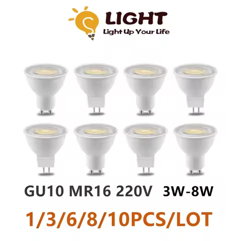 1-10PCS GU10 MR16 LED Lamp Spotlight Bulb 38 Degree Lampara AC220V 120V 3W-8W Bombillas Led MR16 Lam