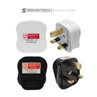 SOUNDTEOH 13A Fused Plug Top with Safety Mark (White/Black)