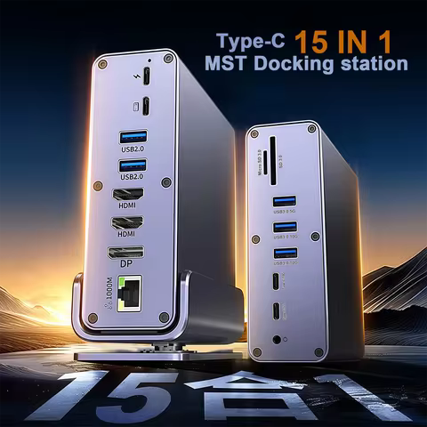 Laptop USB C Hub 3 monitor docking station 3 HDMI/DP Ports 4K@60HZ 10Gbps USB A/C3.2 SD/TF RJ45 1000