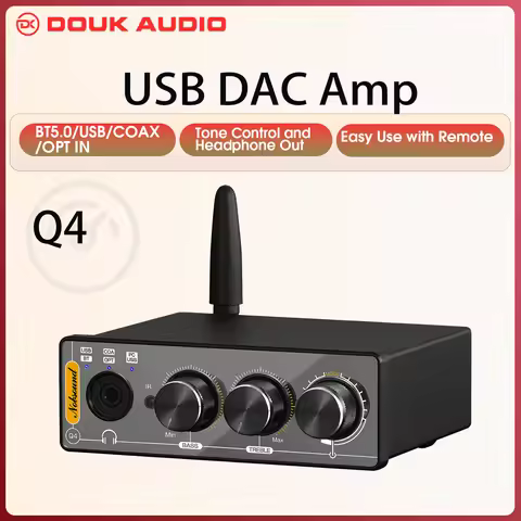 Douk Audio Q4 Mini Bluetooth Receiver USB Gaming DAC Digital to Analog USB/COAX/OPT to RCA Audio Con