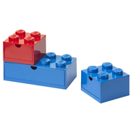 LEGO 樂高桌上型抽屜三件收納箱組  八凸31.6 x 15.8 x 11.3cm + 四凸15.8 x 15.8 x 11.3cm  紅藍配  1組