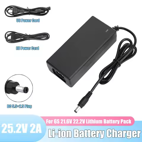 25.2V 2A Charger for 6S Li-ion Battery Pack 21.6V 22.2V Battery DIY Electric Vehicle Segway Ninebot 
