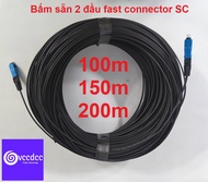100m đến 200m cáp quang 1fo (1 sợi) bấm sẵn 2 đầu fast connector SC- TẶNG 2 DÂY LAN