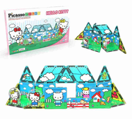 Picasso Tiles 21 Pc Hello Kitty Magnetic Tiles Building  Set ของเล่นสำหรับฝึกสมองแบบตัวต่อทำด้วยพลาส