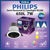 Philips LED Eyeball RS280 G2 Semi Recessed Spotlight 7W 11W Ceiling Downlight EyeComfort Lampu Silin