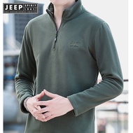 JEEP SPIRIT 1941 ESTD Men's embroidered half zip hoodie stand collar