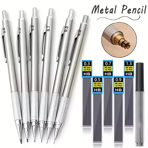 Full Metal Mechanical Pencil Set 0.3mm 0.5mm 0.7mm 0.9mm 1.3mm 2.0mm HB Automatic Pencil For Art Dra