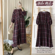 Hako Midi Dress / Midi Dress Rayon Motif Tartan / Midi Dress Busui /