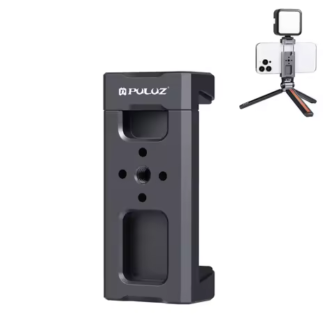 PULUZ Cold Shoes Aluminum Alloy Phone Clamp Holder Bracket With 1/4 inch Screw Holes for iPhone/ Sam