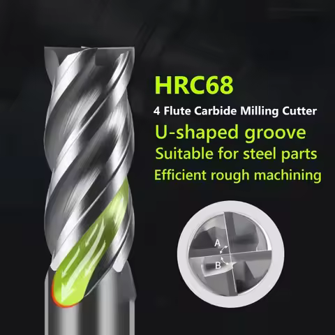 CNC Carbide End Mill HRC68 Unequal Helix Tungsten U-groove Cutter 4 Flute Metal Steel Machining Tool